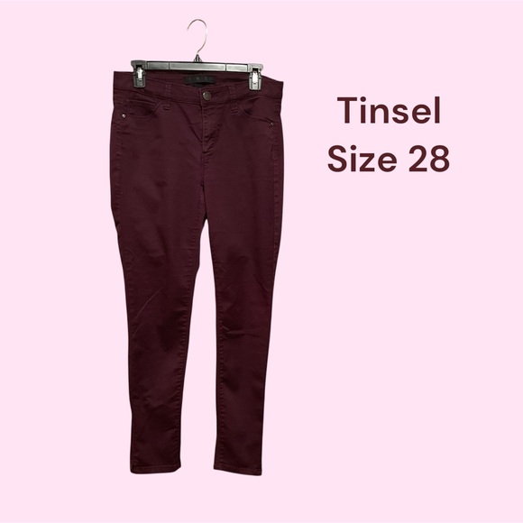 TINSEL DEEP MAROON JEANS SIZE 28 GENTLY WORN - Picture 1 of 3